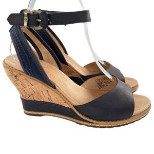 Timberland earth keepers sandals 6 37 navy blue nubuck leather walking wedges